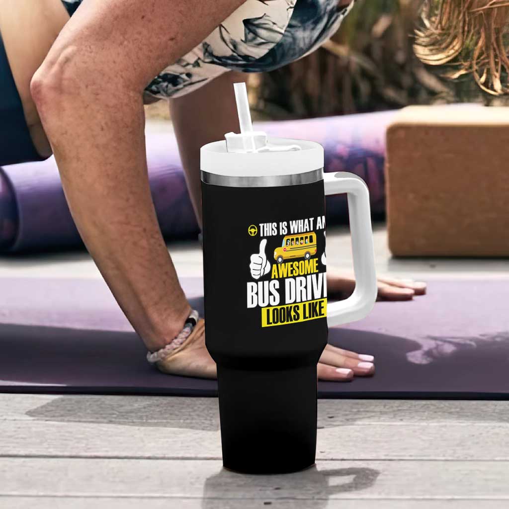 Funny School Bus Driver Tumbler With Handle This Is What An Awesome Bus Driver Looks Like - Wonder Print Shop