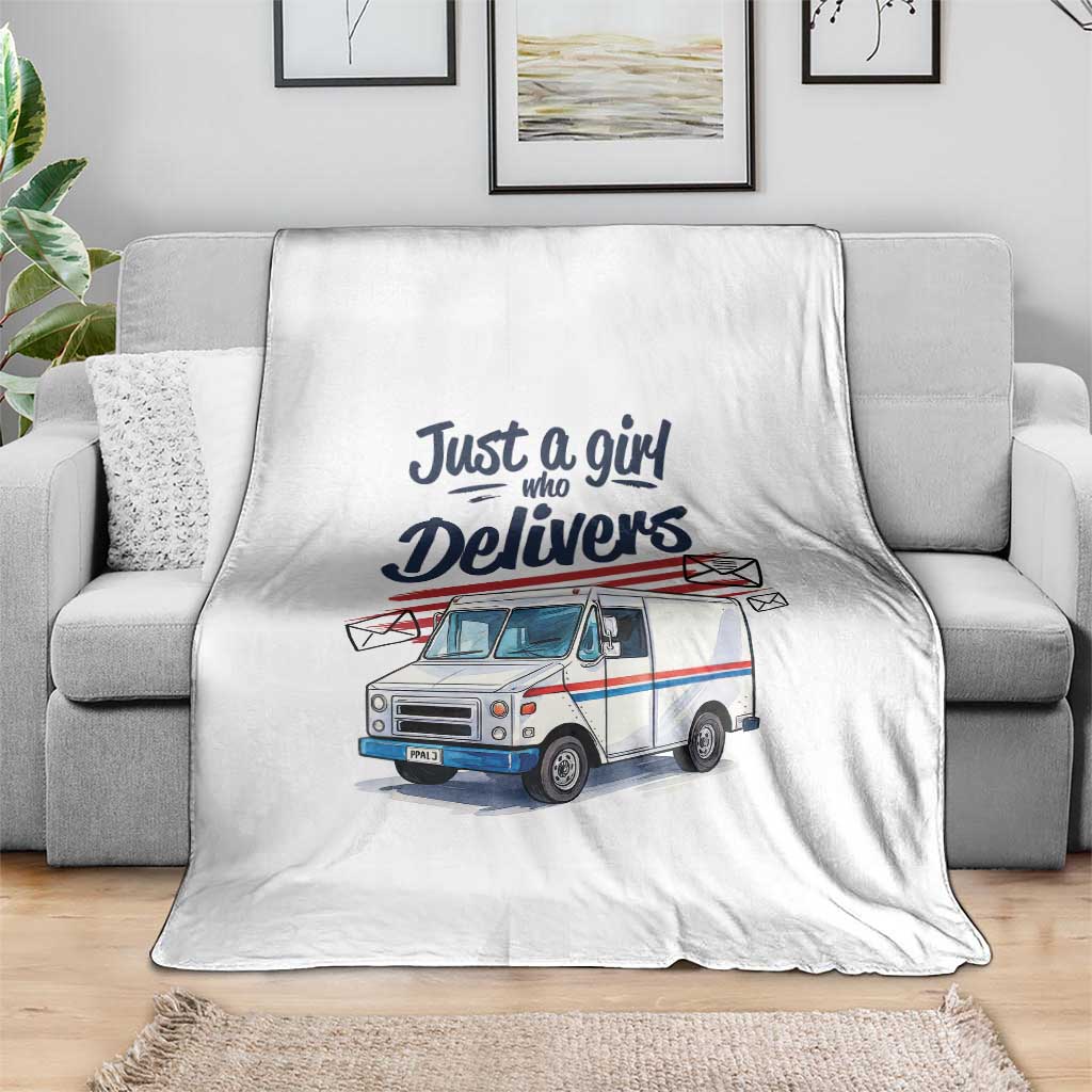 Funny Postal Worker Throw Blanket Just A Girl Who Delivers - Wonder Print Shop