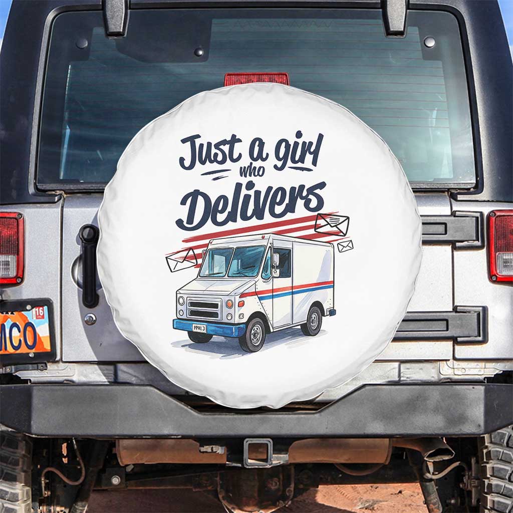 Funny Postal Worker Spare Tire Cover Just A Girl Who Delivers - Wonder Print Shop