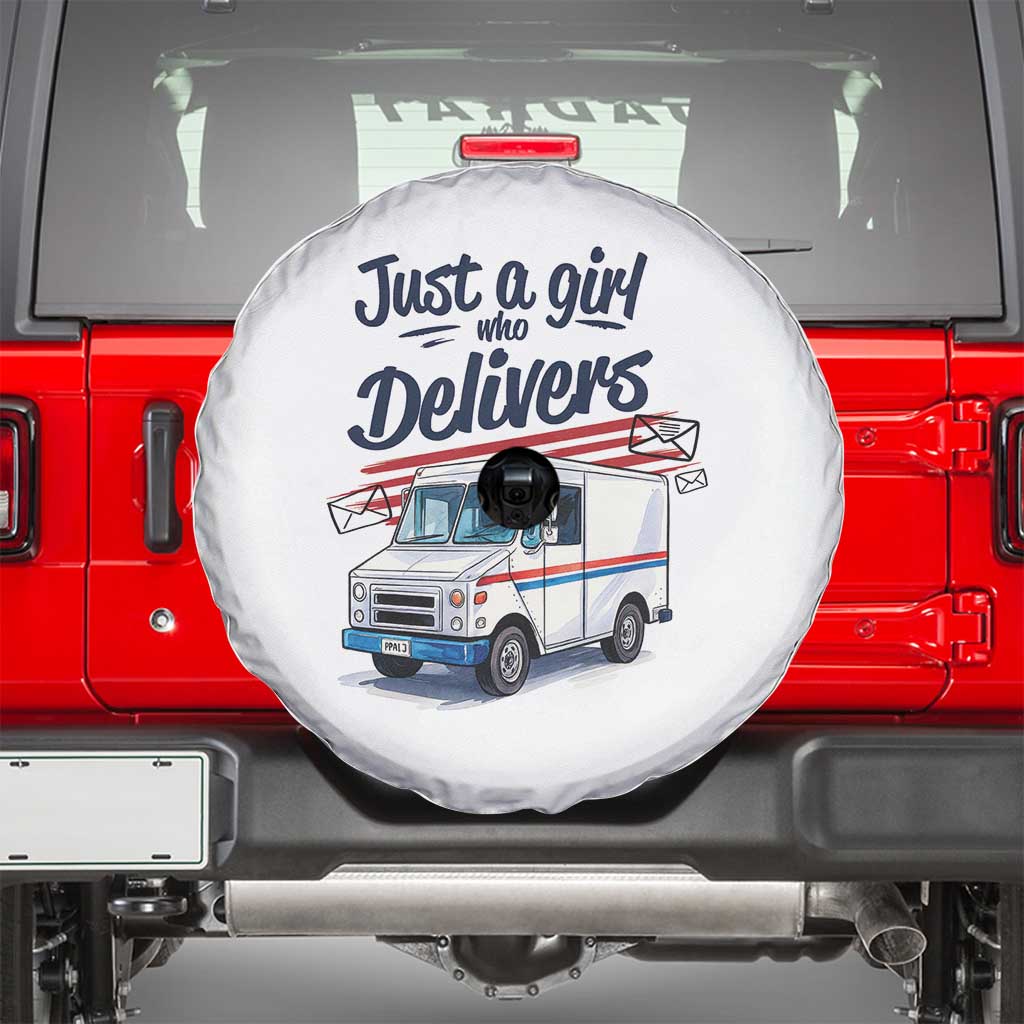 Funny Postal Worker Spare Tire Cover Just A Girl Who Delivers - Wonder Print Shop