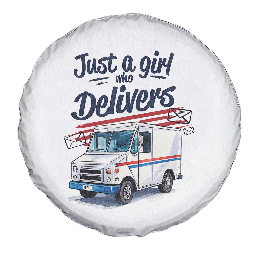 Funny Postal Worker Spare Tire Cover Just A Girl Who Delivers - Wonder Print Shop