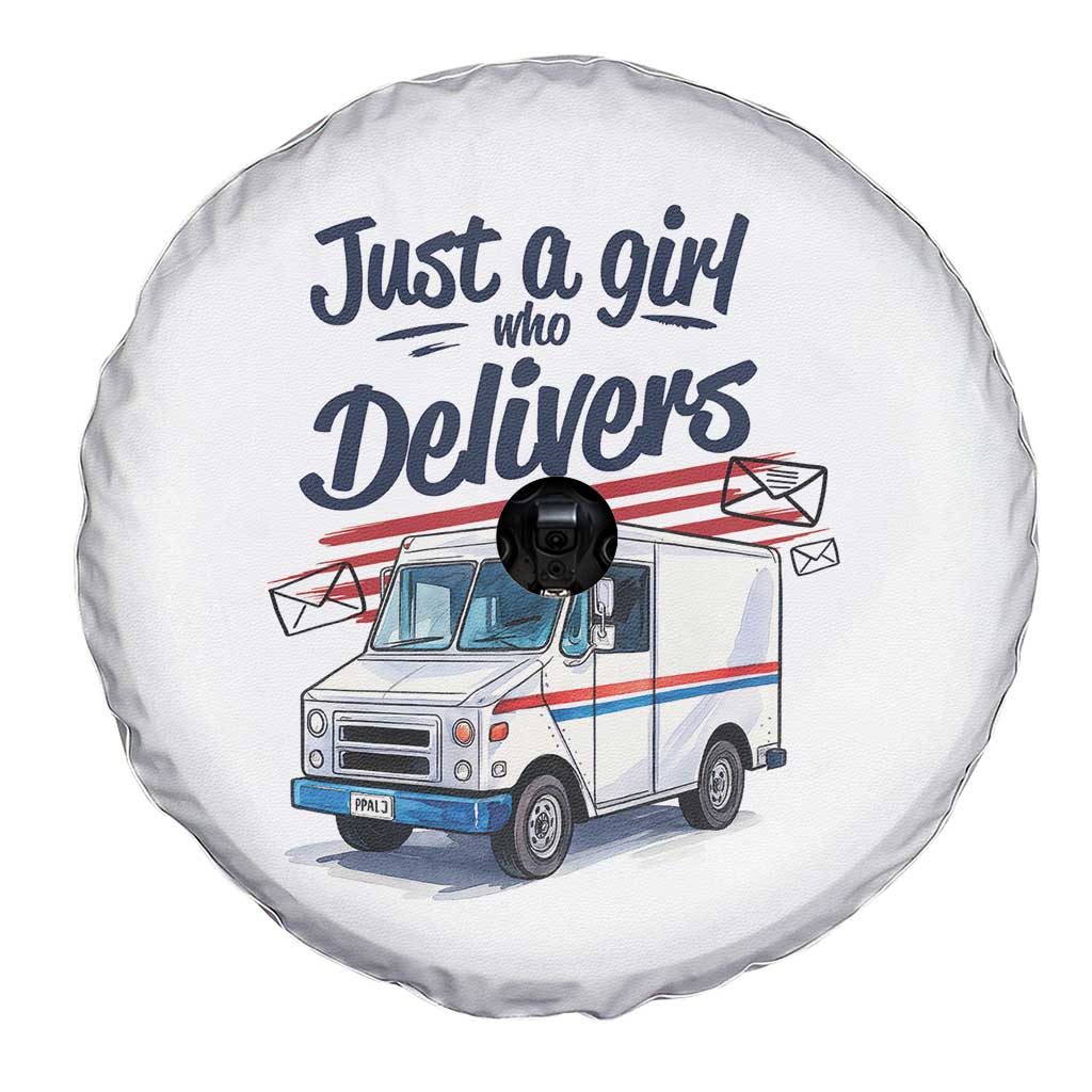 Funny Postal Worker Spare Tire Cover Just A Girl Who Delivers - Wonder Print Shop