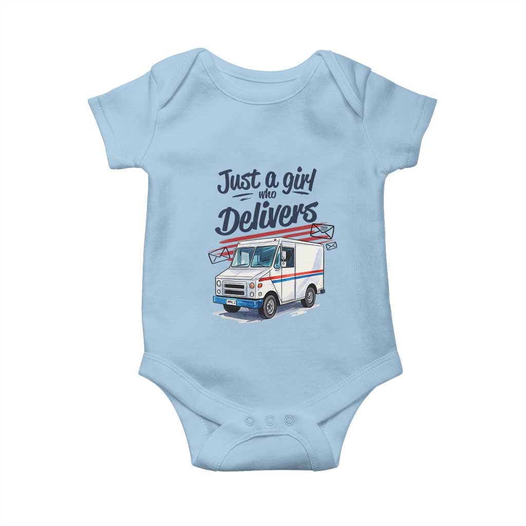 Funny Postal Worker Baby Onesie Just A Girl Who Delivers - Wonder Print Shop