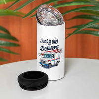 Funny Postal Worker 4 in 1 Can Cooler Tumbler Just A Girl Who Delivers - Wonder Print Shop