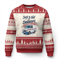 Funny Postal Worker Ugly Christmas Sweater Just A Girl Who Delivers - Wonder Print Shop