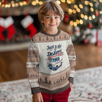 Funny Postal Worker Ugly Christmas Sweater Just A Girl Who Delivers - Wonder Print Shop