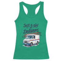 Funny Postal Worker Racerback Tank Top Just A Girl Who Delivers - Wonder Print Shop