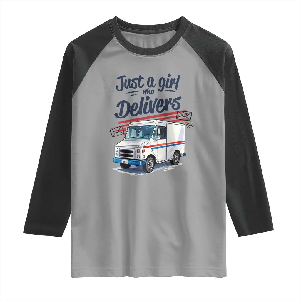 Funny Postal Worker Raglan Shirt Just A Girl Who Delivers - Wonder Print Shop