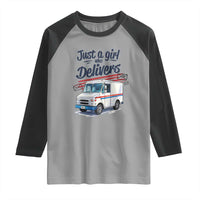 Funny Postal Worker Raglan Shirt Just A Girl Who Delivers - Wonder Print Shop
