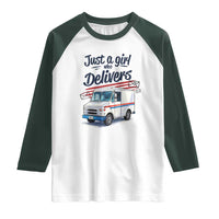 Funny Postal Worker Raglan Shirt Just A Girl Who Delivers - Wonder Print Shop