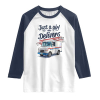Funny Postal Worker Raglan Shirt Just A Girl Who Delivers - Wonder Print Shop