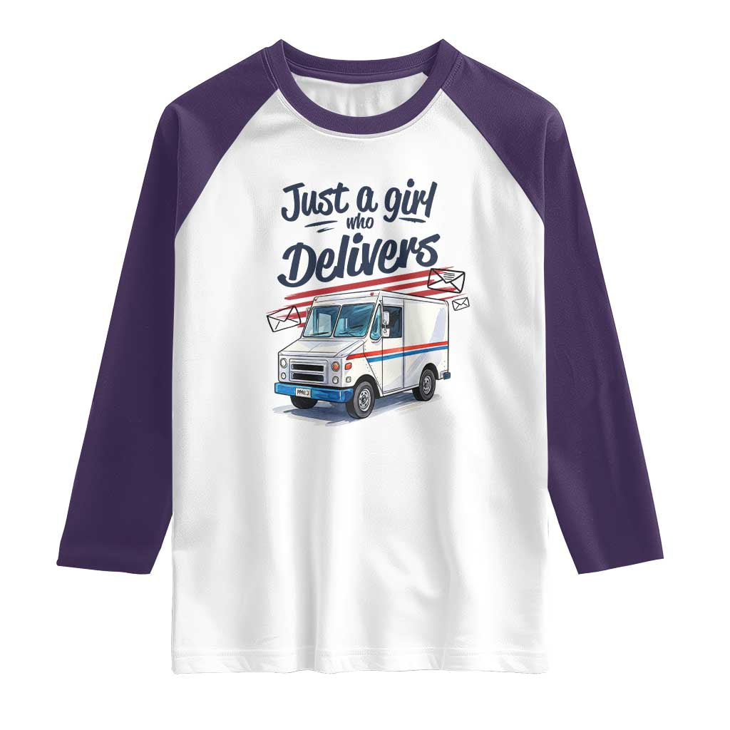 Funny Postal Worker Raglan Shirt Just A Girl Who Delivers - Wonder Print Shop