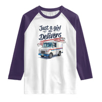 Funny Postal Worker Raglan Shirt Just A Girl Who Delivers - Wonder Print Shop