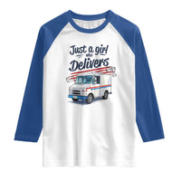 Funny Postal Worker Raglan Shirt Just A Girl Who Delivers - Wonder Print Shop