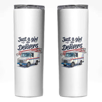 Funny Postal Worker Skinny Tumbler Just A Girl Who Delivers - Wonder Print Shop
