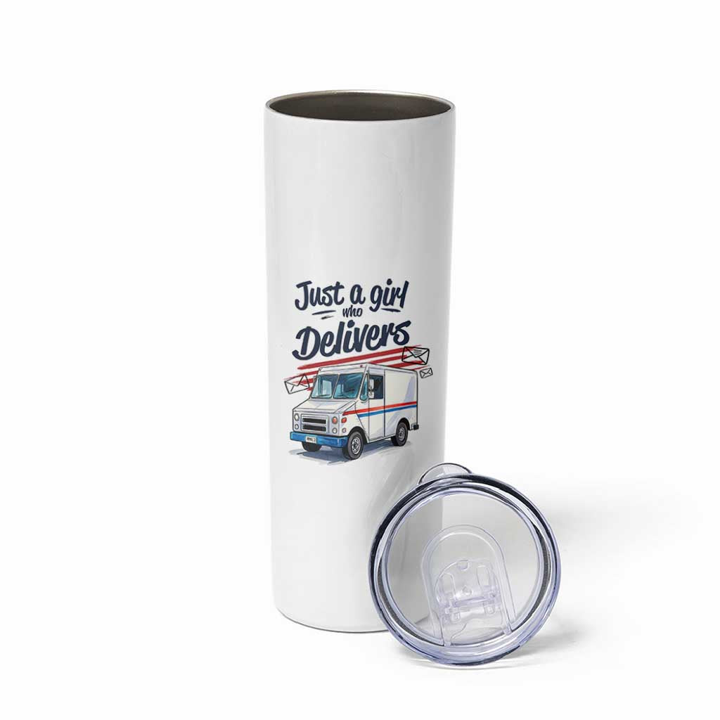 Funny Postal Worker Skinny Tumbler Just A Girl Who Delivers - Wonder Print Shop