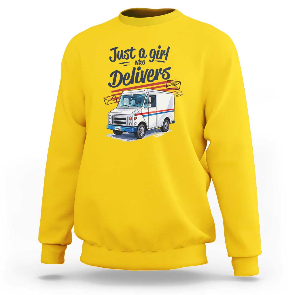 Funny Postal Worker Sweatshirt Just A Girl Who Delivers - Wonder Print Shop