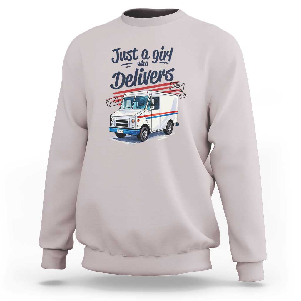 Funny Postal Worker Sweatshirt Just A Girl Who Delivers - Wonder Print Shop