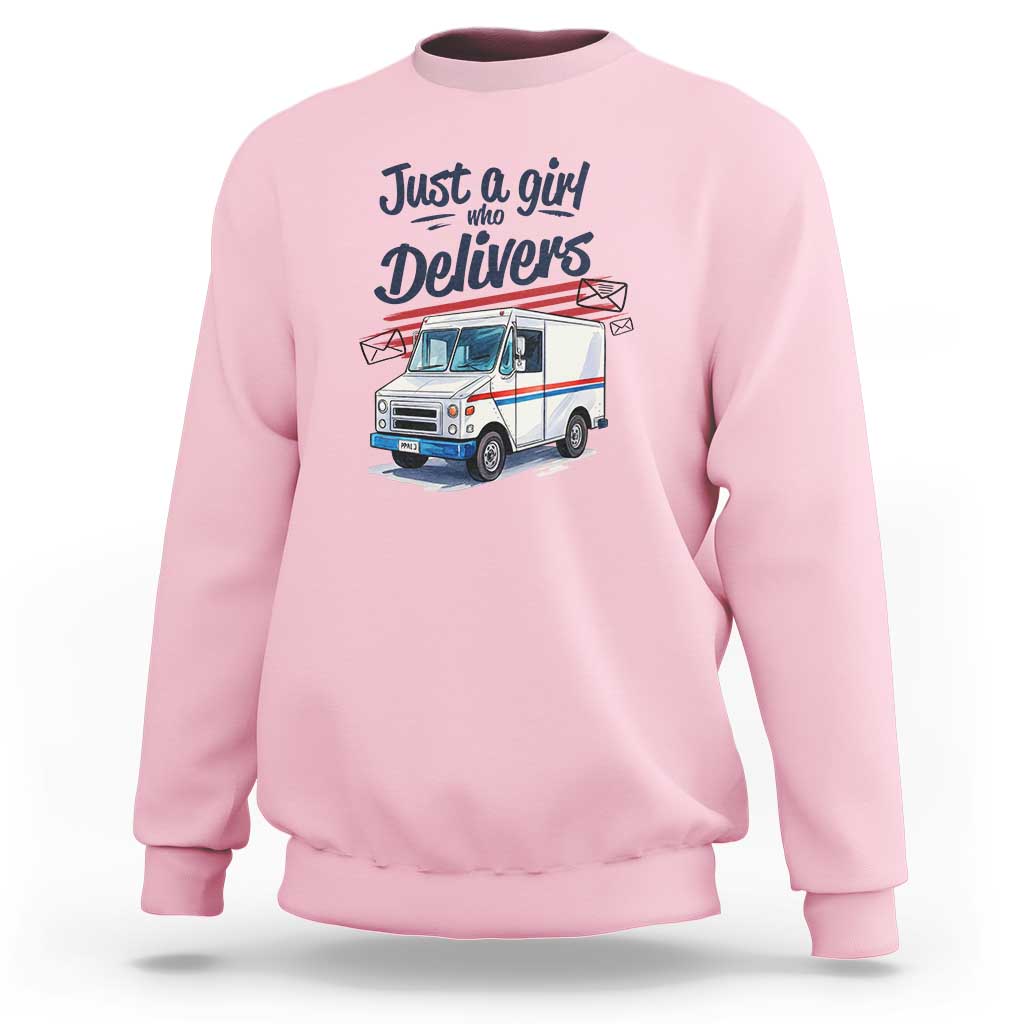 Funny Postal Worker Sweatshirt Just A Girl Who Delivers - Wonder Print Shop