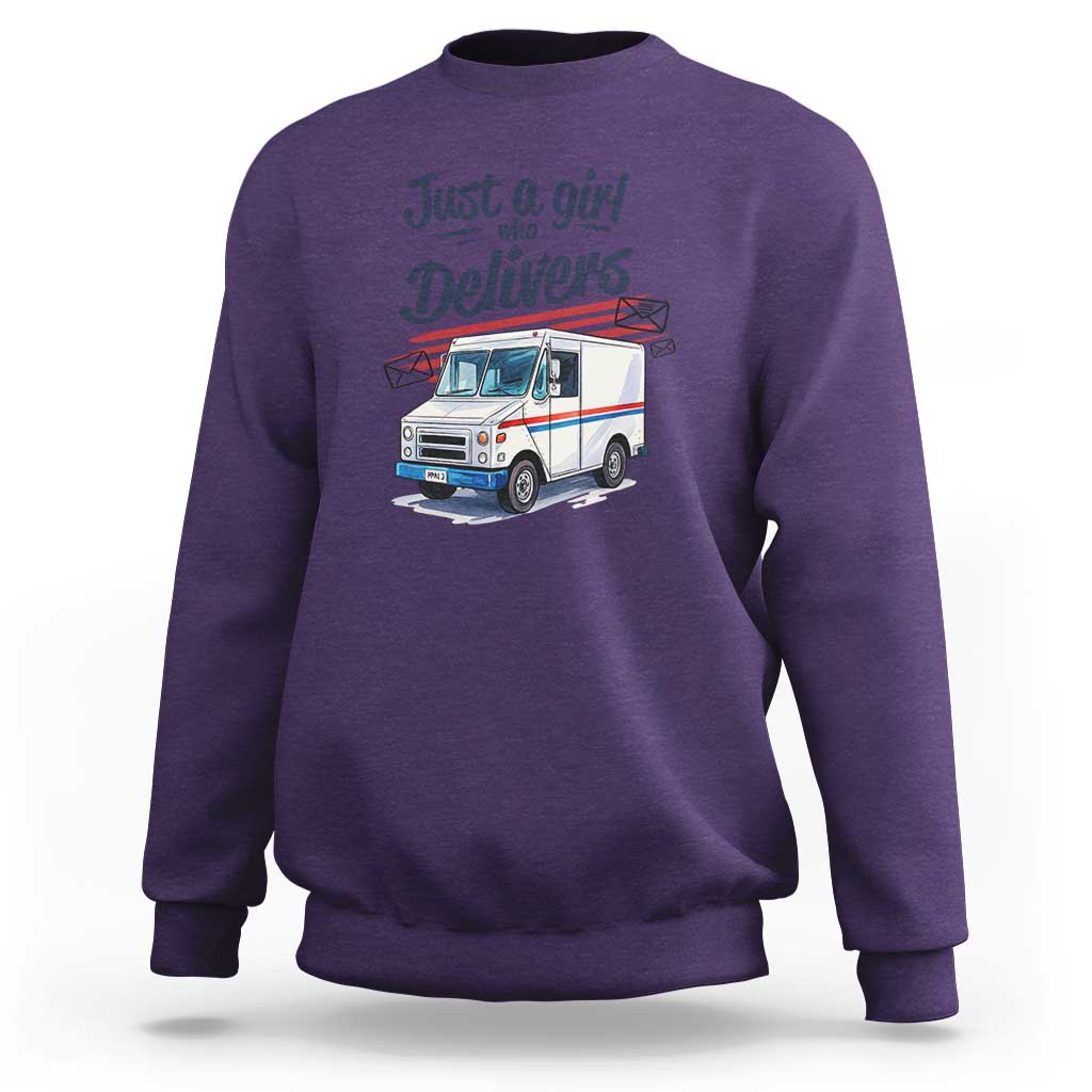 Funny Postal Worker Sweatshirt Just A Girl Who Delivers - Wonder Print Shop