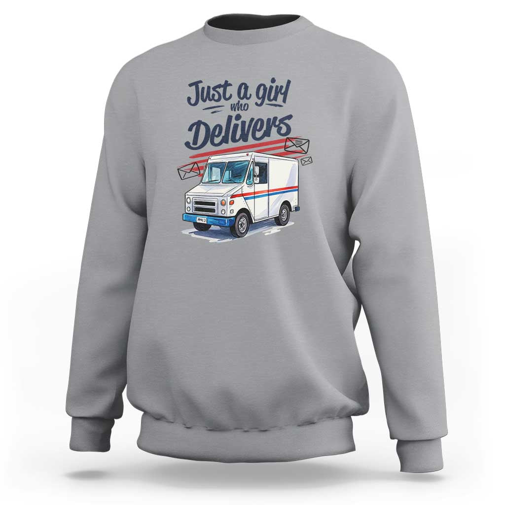 Funny Postal Worker Sweatshirt Just A Girl Who Delivers - Wonder Print Shop