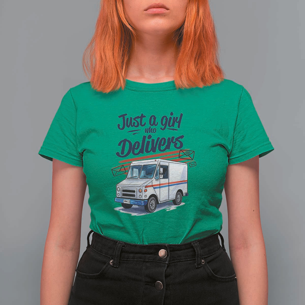 Funny Postal Worker T Shirt For Women Just A Girl Who Delivers - Wonder Print Shop