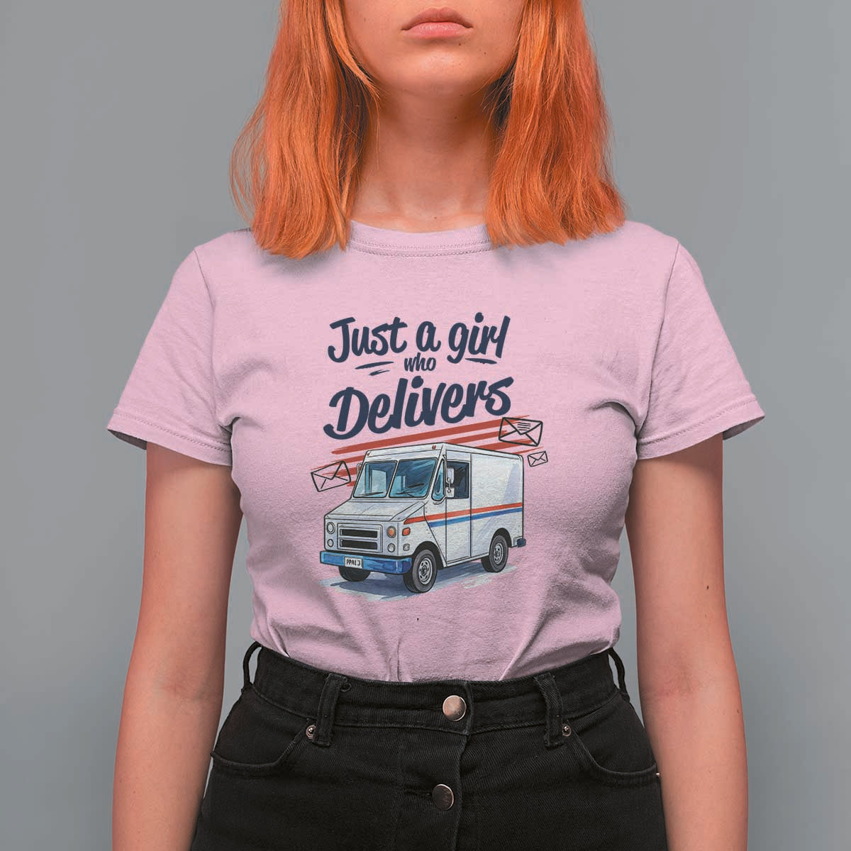 Funny Postal Worker T Shirt For Women Just A Girl Who Delivers - Wonder Print Shop