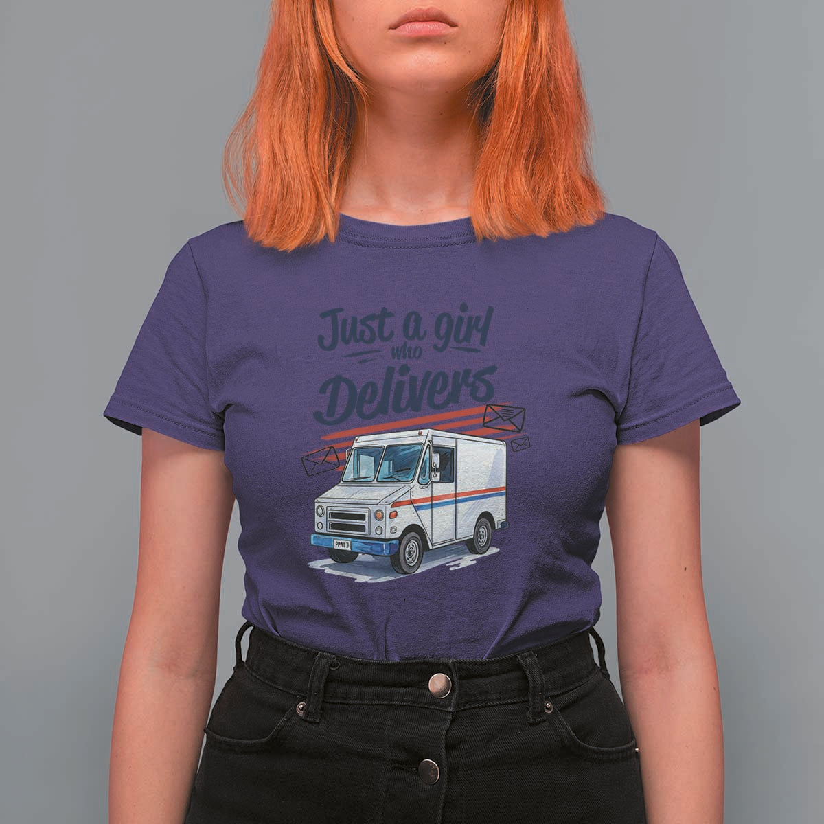Funny Postal Worker T Shirt For Women Just A Girl Who Delivers - Wonder Print Shop