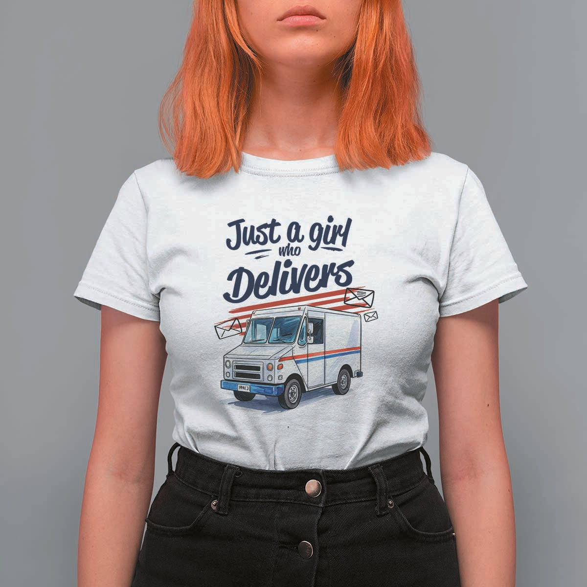 Funny Postal Worker T Shirt For Women Just A Girl Who Delivers - Wonder Print Shop