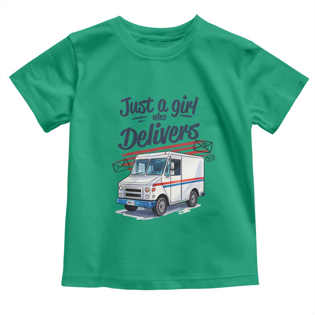 Funny Postal Worker Toddler T Shirt Just A Girl Who Delivers - Wonder Print Shop