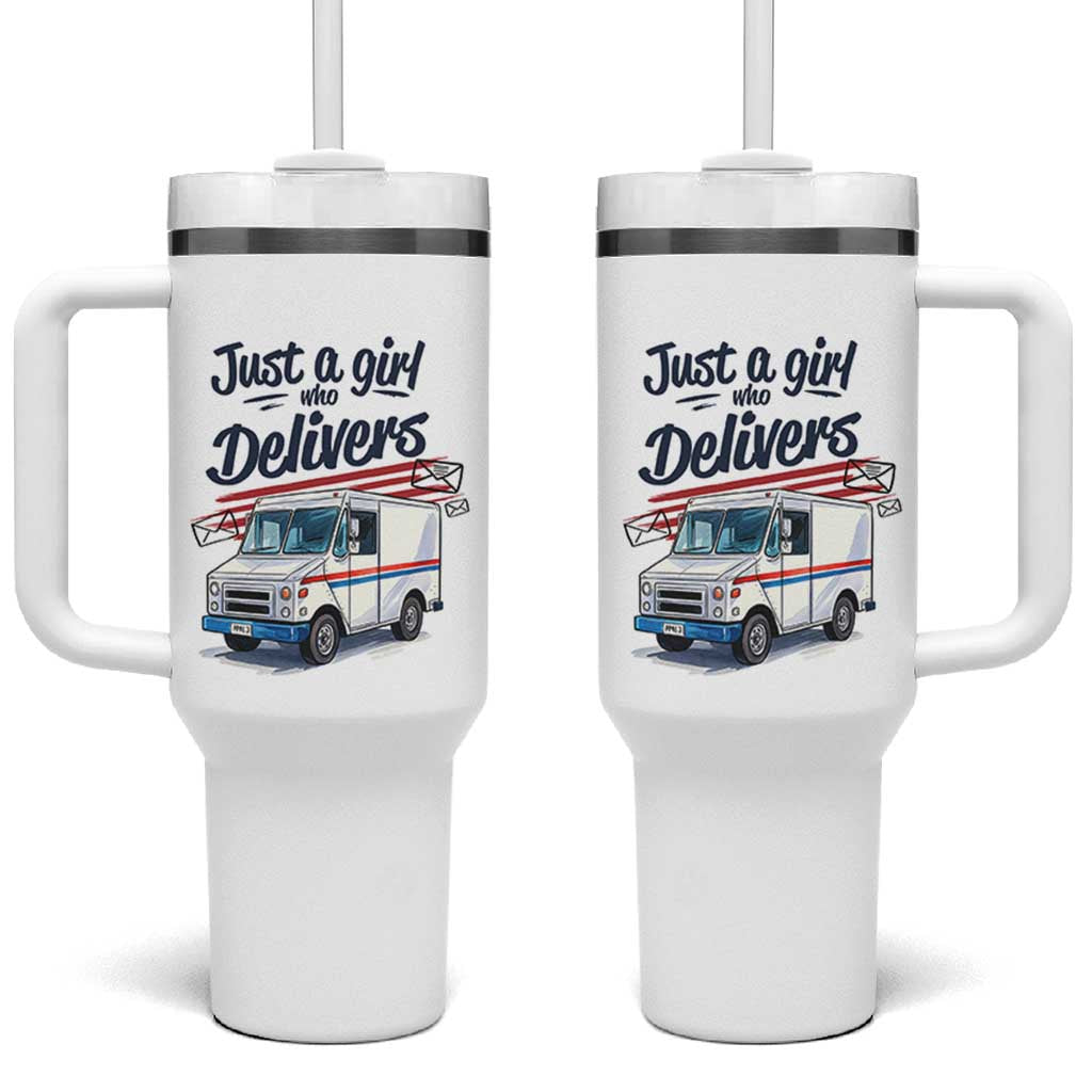 Funny Postal Worker Tumbler With Handle Just A Girl Who Delivers - undefined