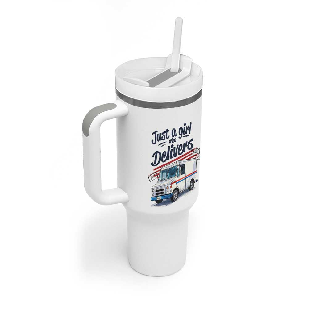Funny Postal Worker Tumbler With Handle Just A Girl Who Delivers - undefined