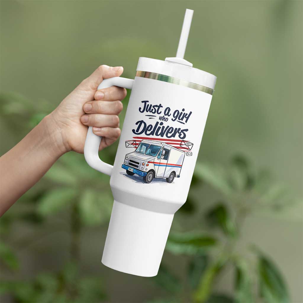 Funny Postal Worker Tumbler With Handle Just A Girl Who Delivers - undefined