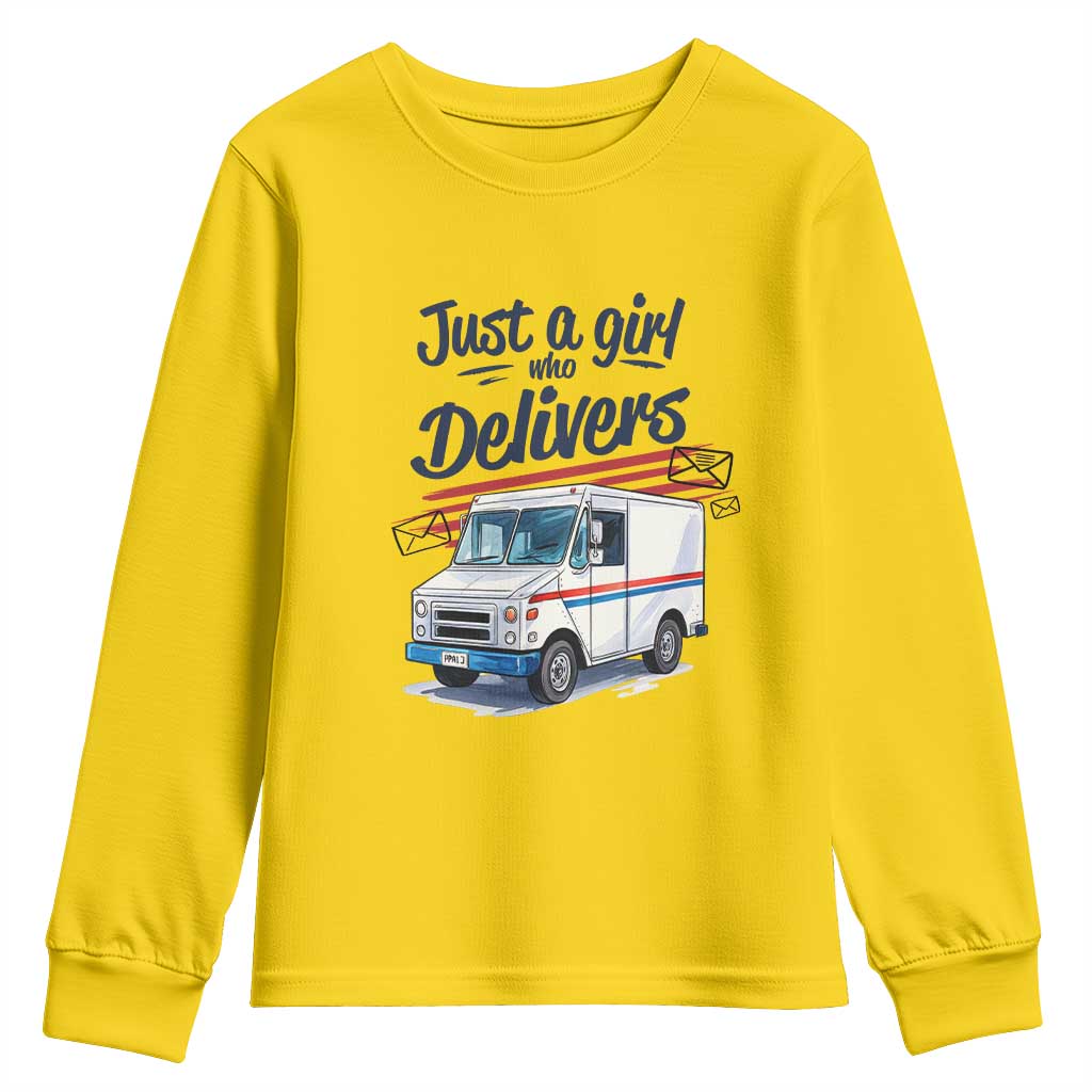 Funny Postal Worker Youth Sweatshirt Just A Girl Who Delivers - Wonder Print Shop