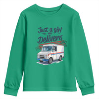 Funny Postal Worker Youth Sweatshirt Just A Girl Who Delivers - Wonder Print Shop