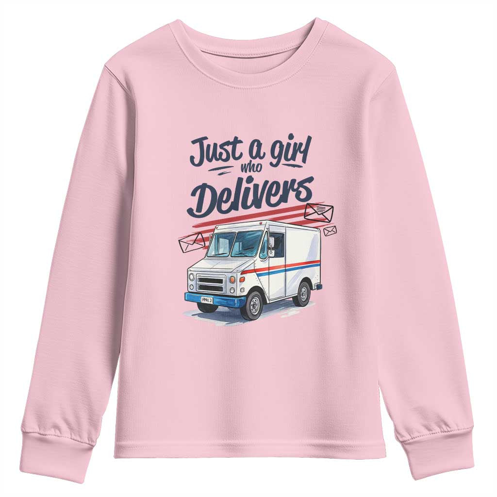 Funny Postal Worker Youth Sweatshirt Just A Girl Who Delivers - Wonder Print Shop
