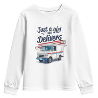 Funny Postal Worker Youth Sweatshirt Just A Girl Who Delivers - Wonder Print Shop