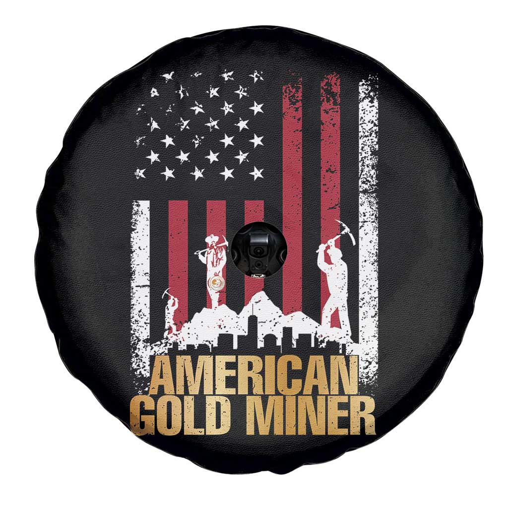 Gold Miner Patriotic American Flag Spare Tire Cover - Wonder Print Shop