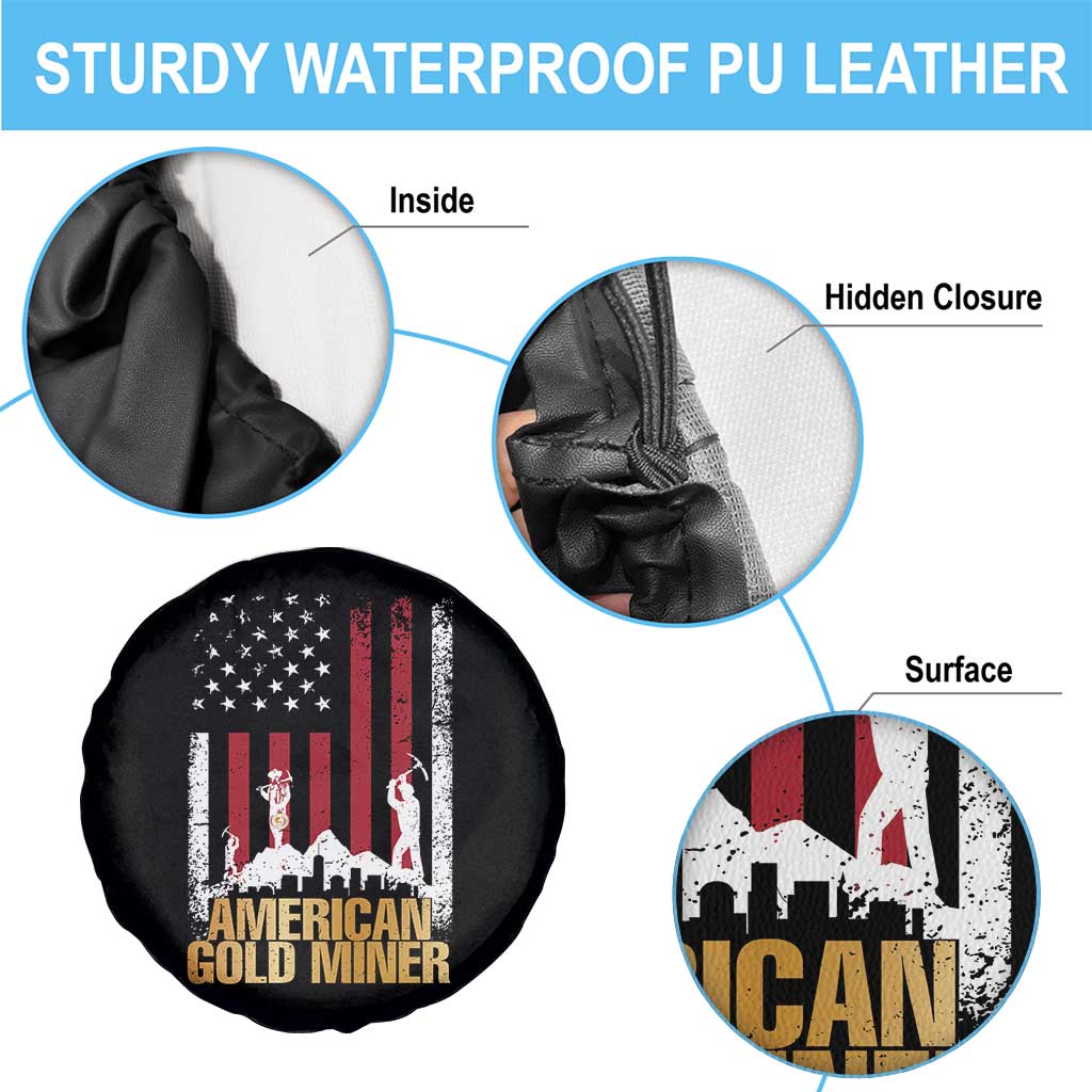 Gold Miner Patriotic American Flag Spare Tire Cover - Wonder Print Shop