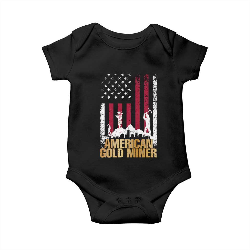 Gold Miner Patriotic American Flag Baby Onesie - Wonder Print Shop