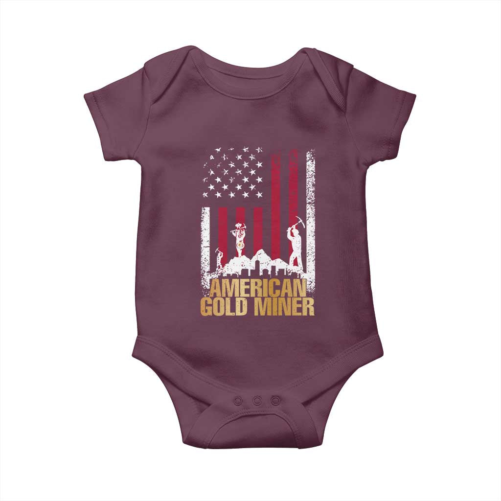 Gold Miner Patriotic American Flag Baby Onesie - Wonder Print Shop