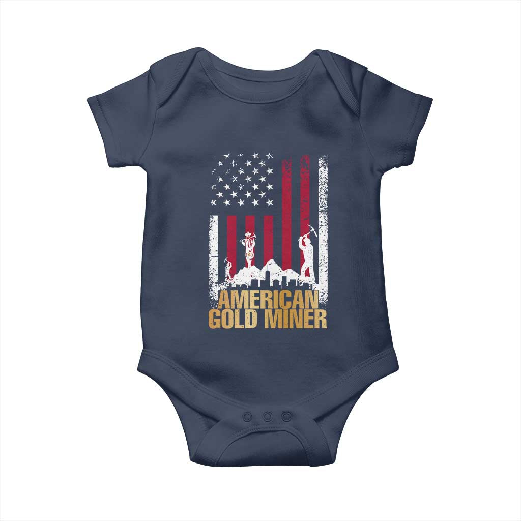 Gold Miner Patriotic American Flag Baby Onesie - Wonder Print Shop