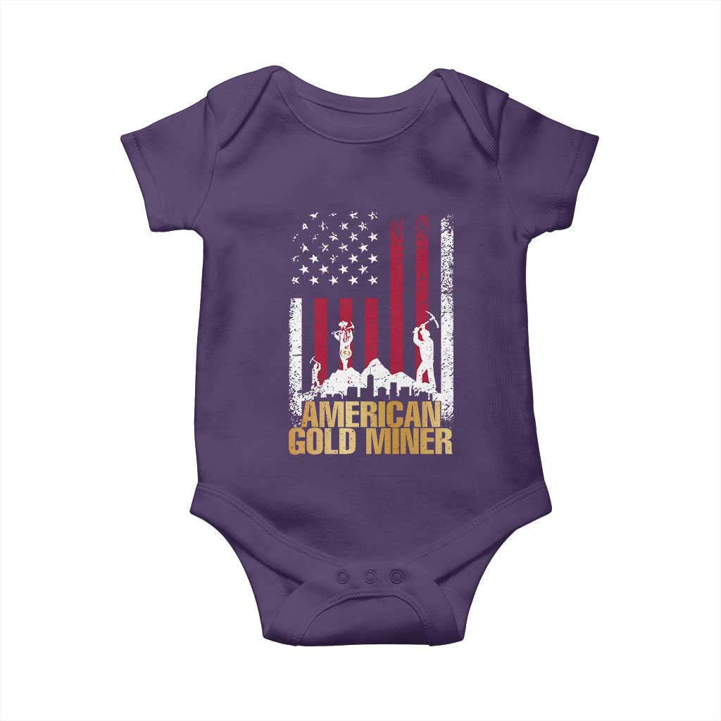 Gold Miner Patriotic American Flag Baby Onesie - Wonder Print Shop