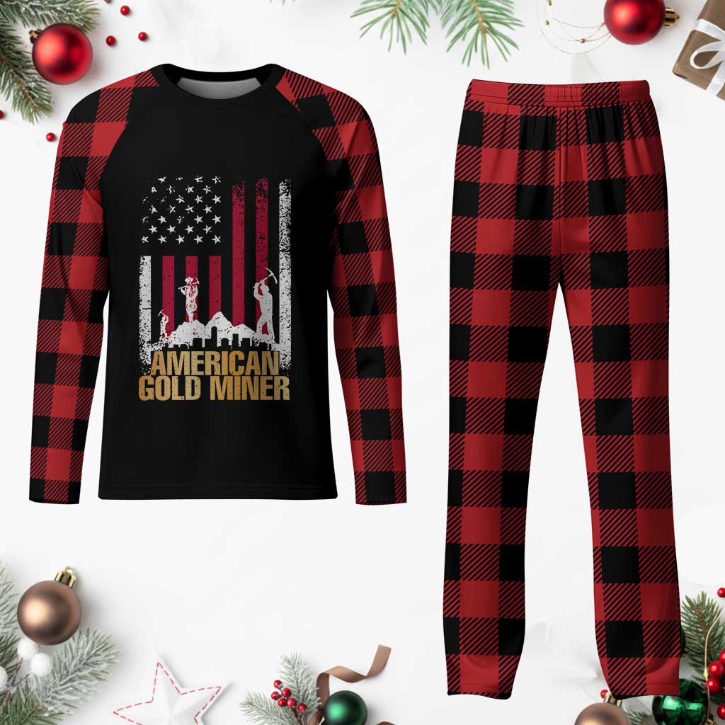 Gold Miner Patriotic American Flag Plaid Pajama Set - Wonder Print Shop