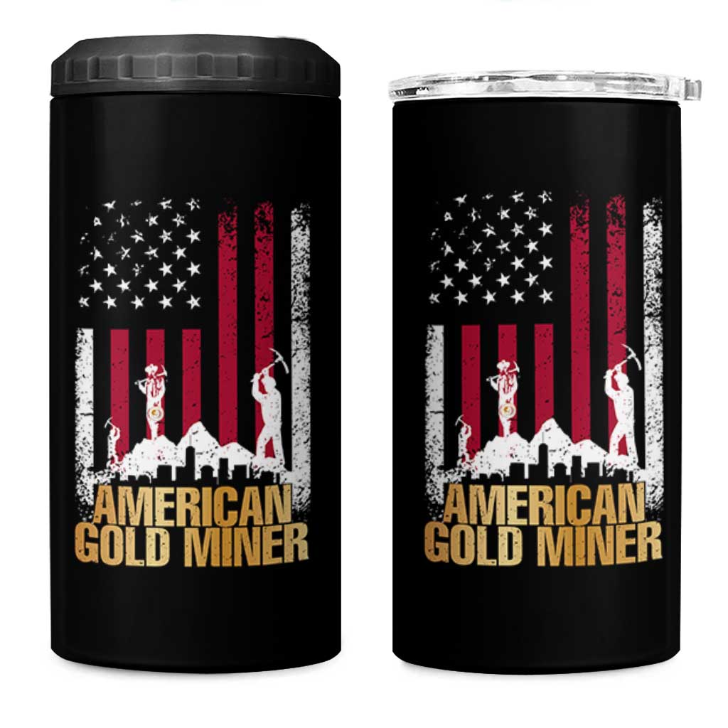 Gold Miner Patriotic American Flag 4 in 1 Can Cooler Tumbler - Wonder Print Shop