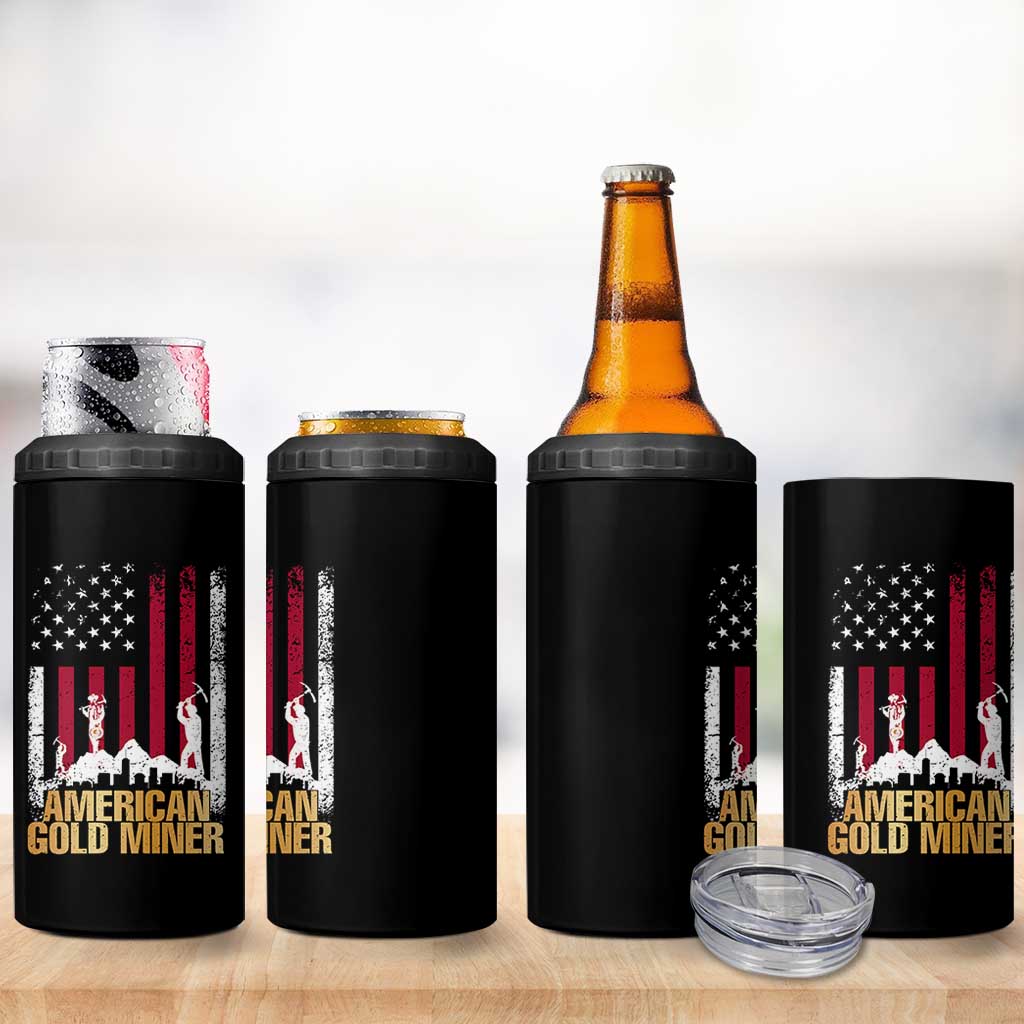 Gold Miner Patriotic American Flag 4 in 1 Can Cooler Tumbler - Wonder Print Shop