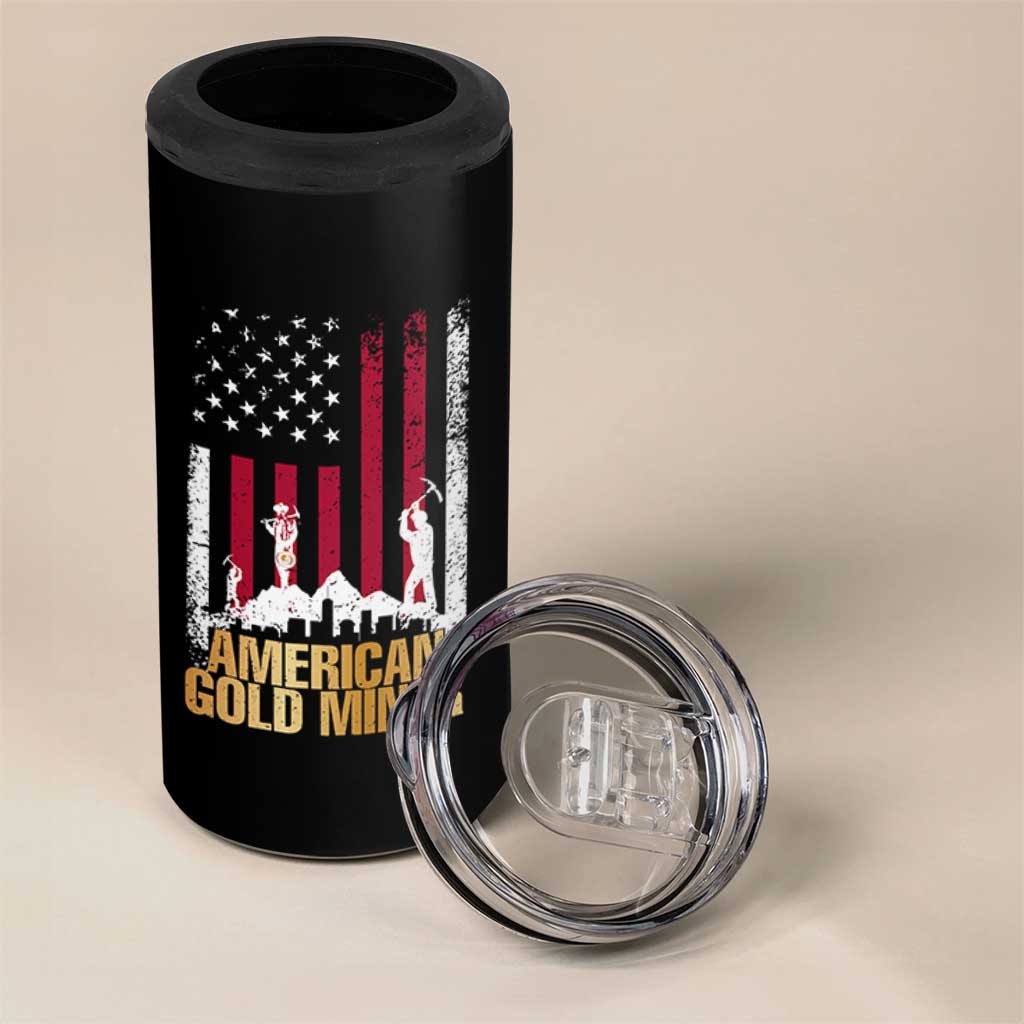 Gold Miner Patriotic American Flag 4 in 1 Can Cooler Tumbler - Wonder Print Shop