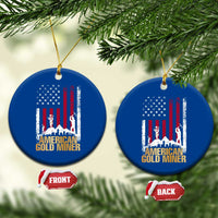 Gold Miner Patriotic American Flag Ceramic Ornament - Wonder Print Shop