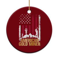 Gold Miner Patriotic American Flag Ceramic Ornament - Wonder Print Shop