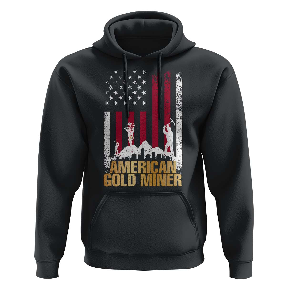 Gold Miner Patriotic American Flag Hoodie - Wonder Print Shop